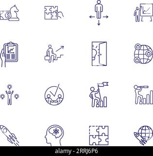 Startup line icons collection. Leadership, Experience, Strategy, Vision ...