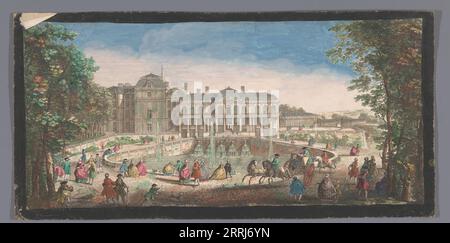 View of the Ch&#xe2;teau de Saint-Cloud seen from the chemin de Versailles, 1730. Stock Photo