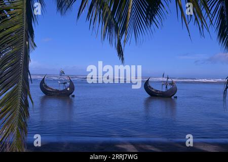 220716 -- COX S BAZAR, July 16, 2022 -- Two fishing boats are moored in Cox s Bazar, Bangladesh on July 13, 2022. Like previous years, Bangladesh banned fishing off its coast for 65 days from May 20 in order to help ensure smooth breeding of fish and boost depleted fish stocks. The once bustling fishermen s wharfs in places in Cox s Bazar, some 400 southeast of capital Dhaka, lie dormant, with dozens of fishing boats tied along the shores. BANGLADESH-COX S BAZAR-FISHING BAN Salim PUBLICATIONxNOTxINxCHN Stock Photo