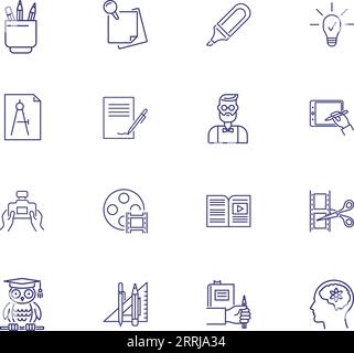 Studying line icon set Stock Vector