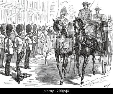 The Royal Visit to the City: Salute of the Hon. Artillery Company, 1876. Men of the Honourable Artillery Company saluting Prince and Princess of Wales (future King Edward VII and Queen Alexandra) during a visit to the City of London. From &quot;Illustrated London News&quot;, 1876. Stock Photo