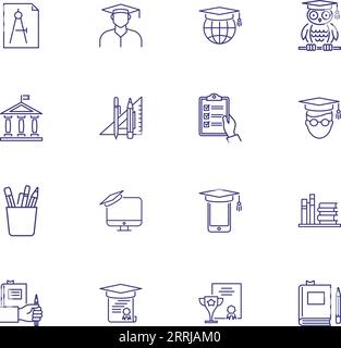Higher education line icon set Stock Vector