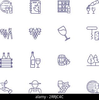 Wine line icon set Stock Vector