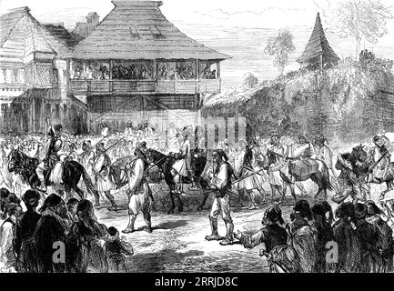 The War in the Herzegovina: Bashi-Bazouks leaving Baynaluka [Banja Luka] for Swina, from a sketch by one of our special artists, 1876. 'The insurgent leaders in the Herzegovina, having consulted with representative Christians from Bosnia, have resolved not to pay any regard to the Sultan's promises of reform, but to continue the conflict until the Turks are driven out...a smart engagement between the Turkish troops and a considerable body of insurgents - most of them Montenegrins - took place...The insurgents, after being completely beaten, fled to the mountains. We give...an Illustration of B Stock Photo