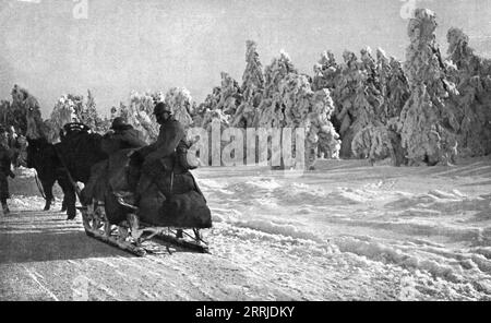 'The Last German Roads; Snow in Alsace. Supply by sledges', 1917. From &quot;L'Album de la Guerre 1914-1919, Volume 2&quot; [L'Illustration, Paris, 1924]. Stock Photo