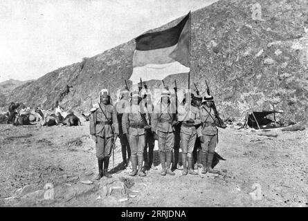 'Distant Fronts, In Hejaz; Flag of the Independent Kingdom of Hejaz', 1917. From &quot;L'Album de la Guerre 1914-1919, Volume 2&quot; [L'Illustration, Paris, 1924]. Stock Photo