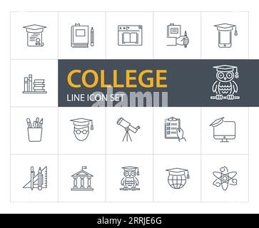 College line icon set Stock Vector