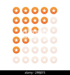 0 to 5 stars rating review set Stock Vector