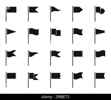 Different waving flag icon set Stock Vector