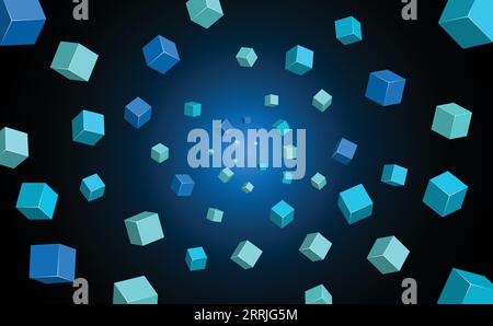 Metaverse 3d cube blockchain science fiction social network connection background Stock Vector