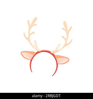 Headband with reindeer antlers and ears, winter accessory. vector illustration Stock Vector