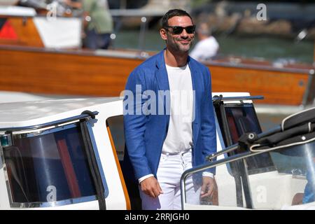 Venice Lido, Italy. 08th Sep, 2023. Francesco Arca arrives at the dock of the Hotel Excelsior for 80 Venice Film Festival. (Photo by Mario Cartelli/SOPA Images/Sipa USA) Credit: Sipa USA/Alamy Live News Stock Photo