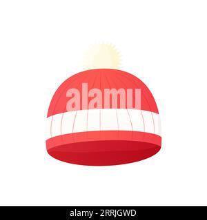 winter knitted hat with bubon, accessories, clothing. Vector illustration Stock Vector