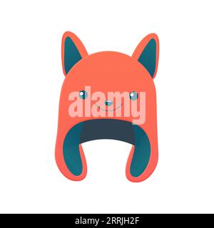 winter hat earflap in the form of a fox, children's. Accessories and clothing Stock Vector