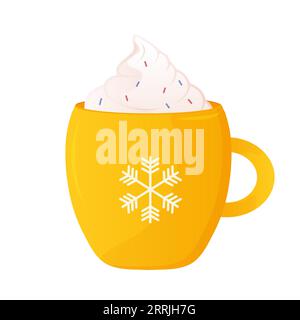 winter drink eggnog, coffee with cream, cocoa. Vector illustration Stock Vector