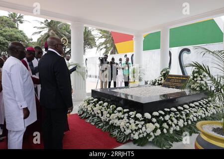 220725 -- ACCRA, July 25, 2022 -- Ghanaian President Nana Addo Dankwa Akufo-Addo 2nd L attends a ceremony to commemorate the 10th anniversary of the death of former Ghanaian President John Evans Atta Mills in Accra, Ghana on July 24, 2022. Solemn ceremonies were held Sunday to commemorate the 10th anniversary of the death of former Ghanaian President John Evans Atta Mills, who died in office in 2012. Photo by /Xinhua GHANA-ACCRA-FORMER PRESIDENT-DEATH-ANNIVERSARY Seth PUBLICATIONxNOTxINxCHN Stock Photo