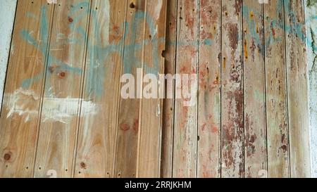 Rustic, weather-worn, boat house door Stock Photo