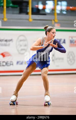 Ponte di Legno, Italy. September 7, 2023, Federica PIZZINGRILLI (ITA), during Junior Ladies Short Program, at the Artistic Skating European Championship 2023, at Palasport Ponte di Legno, on September 7, 2023 in Ponte di Legno, Italy. Credit: Raniero Corbelletti/AFLO/Alamy Live News Stock Photo