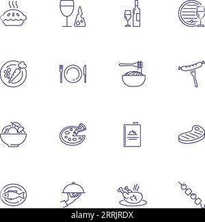 Set of flat barbeque icons for web. Camping vector illustration ...