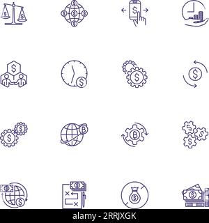 Global finance line icon set Stock Vector