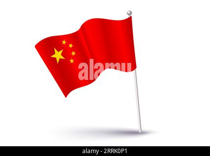 Vector illustration of China flag. Vector icon of flag of China in realistic style. Chineese flag. Stock Vector