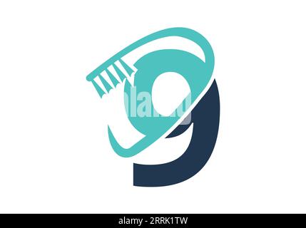 Initial Letter 9 Dental Logo Combine With Tooth Brush Symbol. Dental Care logo designs vector Template Stock Vector