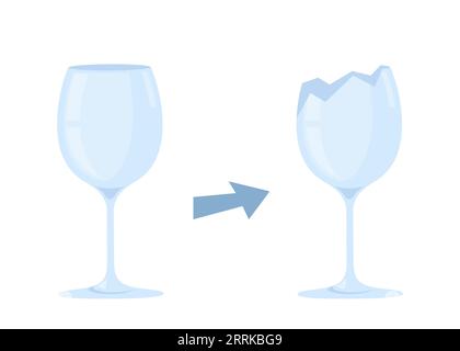 Broken wine glass. Glass trash. Garbage recycle concept. Vector illustration Stock Vector
