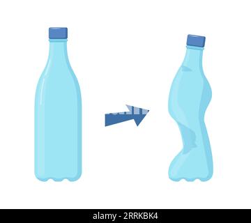 Crumpled plastic bottle. Plastic trash. Garbage recycle concept. Vector illustration Stock Vector