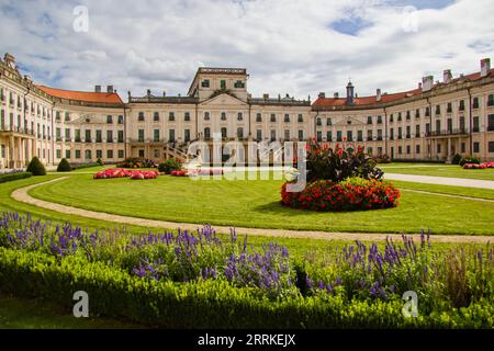 Esterhazy Palace in Fertod Hungary - front view of the palace through the garden. Stock Photo