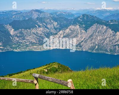 On the way at Monte Baldo above Lake Garda. Stock Photo