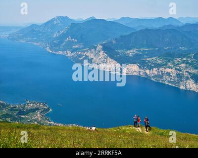 On the way at Monte Baldo above Lake Garda. Stock Photo