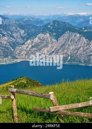 On the way at Monte Baldo above Lake Garda. Stock Photo