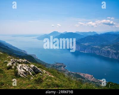 On the way at Monte Baldo above Lake Garda. Stock Photo