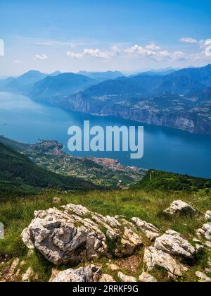 On the way at Monte Baldo above Lake Garda. Stock Photo