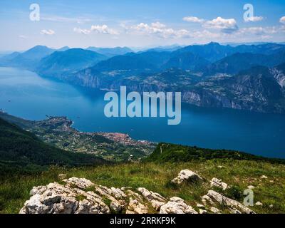 On the way at Monte Baldo above Lake Garda. Stock Photo