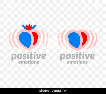 Positive emotions, heart, heartbeat, love and romance, graphic design. Medicine, internal organ, coronary, feeling and romantic, vector design Stock Vector