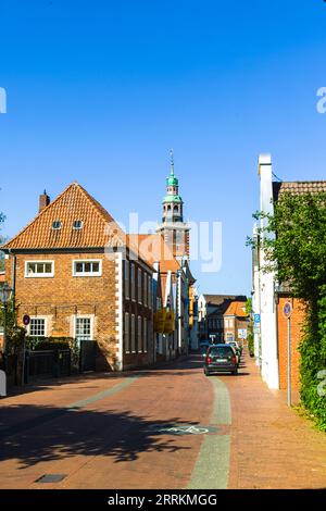 the 'Neue Strasse' street despite its name a part of the old town of Leer Stock Photo