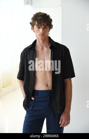 New York, USA. 08th Sep, 2023. Models display Kent Anthony fashions during New York Men's Day S/S24 Presentations at Daylight Studios in New York, NY on September 8, 2023. (Photo by Efren Landaos/Sipa USA) Credit: Sipa USA/Alamy Live News Stock Photo