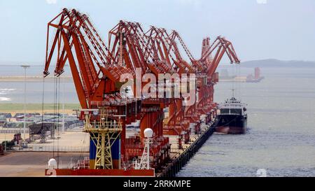 220914 -- QINZHOU, Sept. 14, 2022 -- File photo taken on Feb. 18, 2014 shows the wharfs after acceptance inspection at Qinzhou Port in Qinzhou, south China s Guangxi Zhuang Autonomous Region. After 30 years of development, the Qinzhou Port has been constructed into an international sea-rail intermodal container terminal, operating more than 60 container service routes with a connection to more than 200 ports in over 100 countries and regions around the world. /Handout via Xinhua CHINA-GUANGXI-QINZHOU-QINZHOU PORT CN QinzhouxArchives PUBLICATIONxNOTxINxCHN Stock Photo