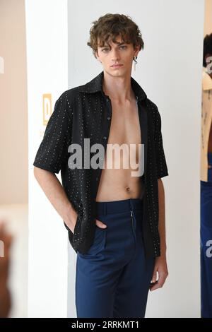 New York, USA. 08th Sep, 2023. Models display Kent Anthony fashions during New York Men's Day S/S24 Presentations at Daylight Studios in New York, NY on September 8, 2023. (Photo by Efren Landaos/Sipa USA) Credit: Sipa USA/Alamy Live News Stock Photo