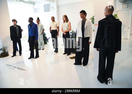 New York, USA. 08th Sep, 2023. Models display Kent Anthony fashions during New York Men's Day S/S24 Presentations at Daylight Studios in New York, NY on September 8, 2023. (Photo by Efren Landaos/Sipa USA) Credit: Sipa USA/Alamy Live News Stock Photo