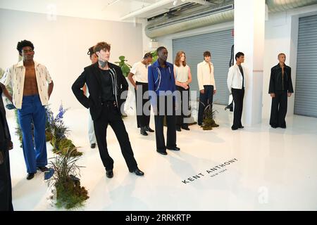 New York, USA. 08th Sep, 2023. Models display Kent Anthony fashions during New York Men's Day S/S24 Presentations at Daylight Studios in New York, NY on September 8, 2023. (Photo by Efren Landaos/Sipa USA) Credit: Sipa USA/Alamy Live News Stock Photo