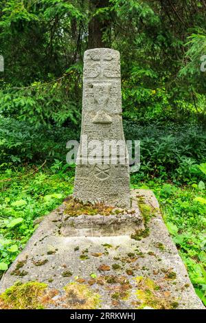 Europe, Poland, Podkarpackie Voivodeship, Bieszczady Mountains, former village Brzegi Gorne / Cemetery in Brzegi Gorne Stock Photo