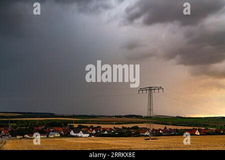 Thunderstorm cell over Thuringia. Stock Photo