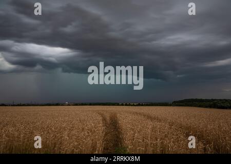 Thunderstorm cell over Thuringia. Stock Photo