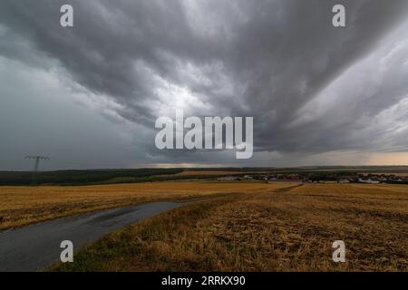 Thunderstorm cell over Thuringia. Stock Photo