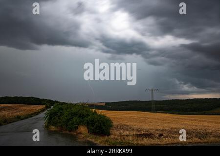 Thunderstorm cell over Thuringia. Stock Photo