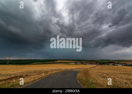Thunderstorm cell over Thuringia. Stock Photo