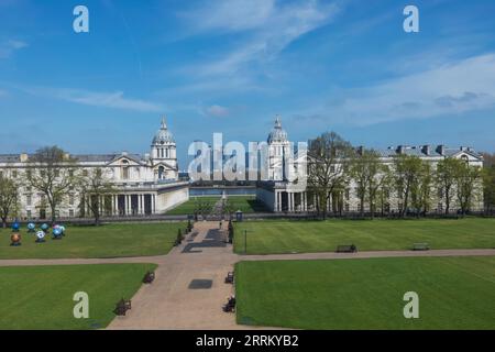 England, London, Greenwich, View of The Old Royal Naval College from The Queen's House Stock Photo