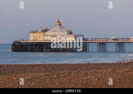 England, Sussex, East Sussex, Eastbourne, Eastbourne Beach and Pier Stock Photo